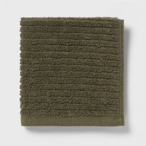 THRESHOLD NWT 4pk quick dry ribbed hand and wash towel set -dark olive green